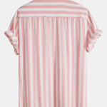 Striped Stand Collar Shirt & Swim Shorts Set
