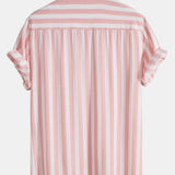 Striped Stand Collar Shirt & Swim Shorts Set