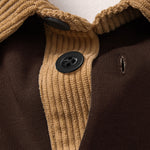 Contrast Corduroy Polo Collar Sweatshirt & Corduroy Pants Set