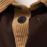 Contrast Corduroy Polo Collar Sweatshirt & Corduroy Pants Set