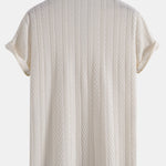 Texture Jacquard Cuban Shirt & Crinkled Textured Drawstring Shorts Set