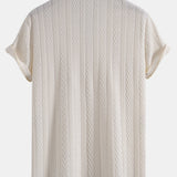 Texture Jacquard Cuban Shirt & Crinkle Textured Drawstring 5" Shorts Set