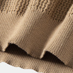Textured Johnny Collar Crocheted Knit Polo & Crinkle Textured Pants Set