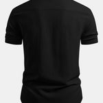 Short Sleeve Seersucker Stand Collar Shirt