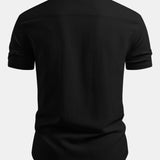 Short Sleeve Seersucker Stand Collar Shirt