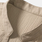 Crinkled Textured V Neck Shirt & Straight Leg Linen Pants Set