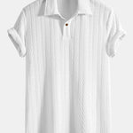 Short Sleeve Jacquard Polo & Straight Leg Ribbed Pants Set