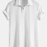 Short Sleeve Jacquard Polo & Straight Leg Ribbed Pants Set
