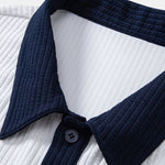 Contrast Ribbed Shirt & Drawstring Ribbed Shorts Set