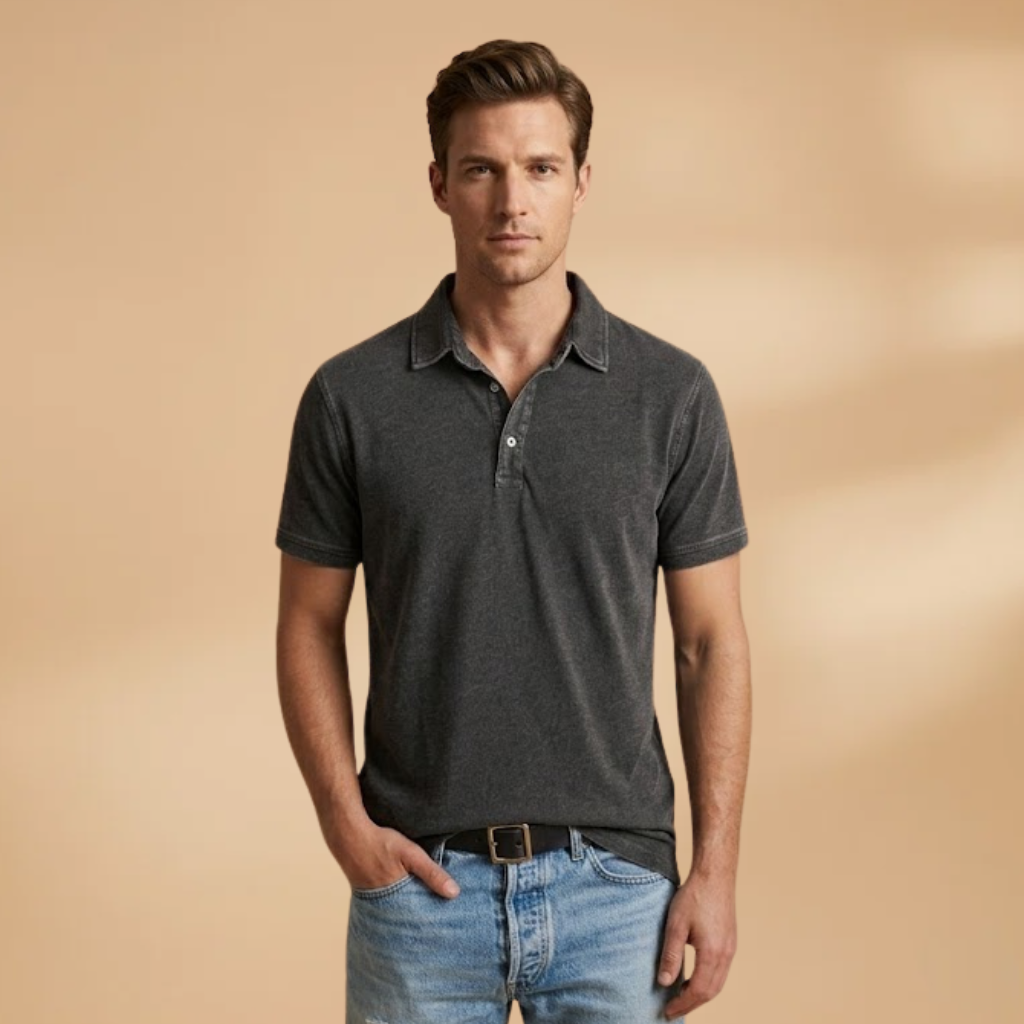 Men's Polo Shirt with Classic Collar and Relaxed Fit
