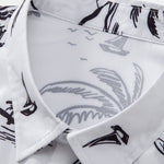 Palm Tree Island Print Shirt & Striped Print Swim Shorts Set