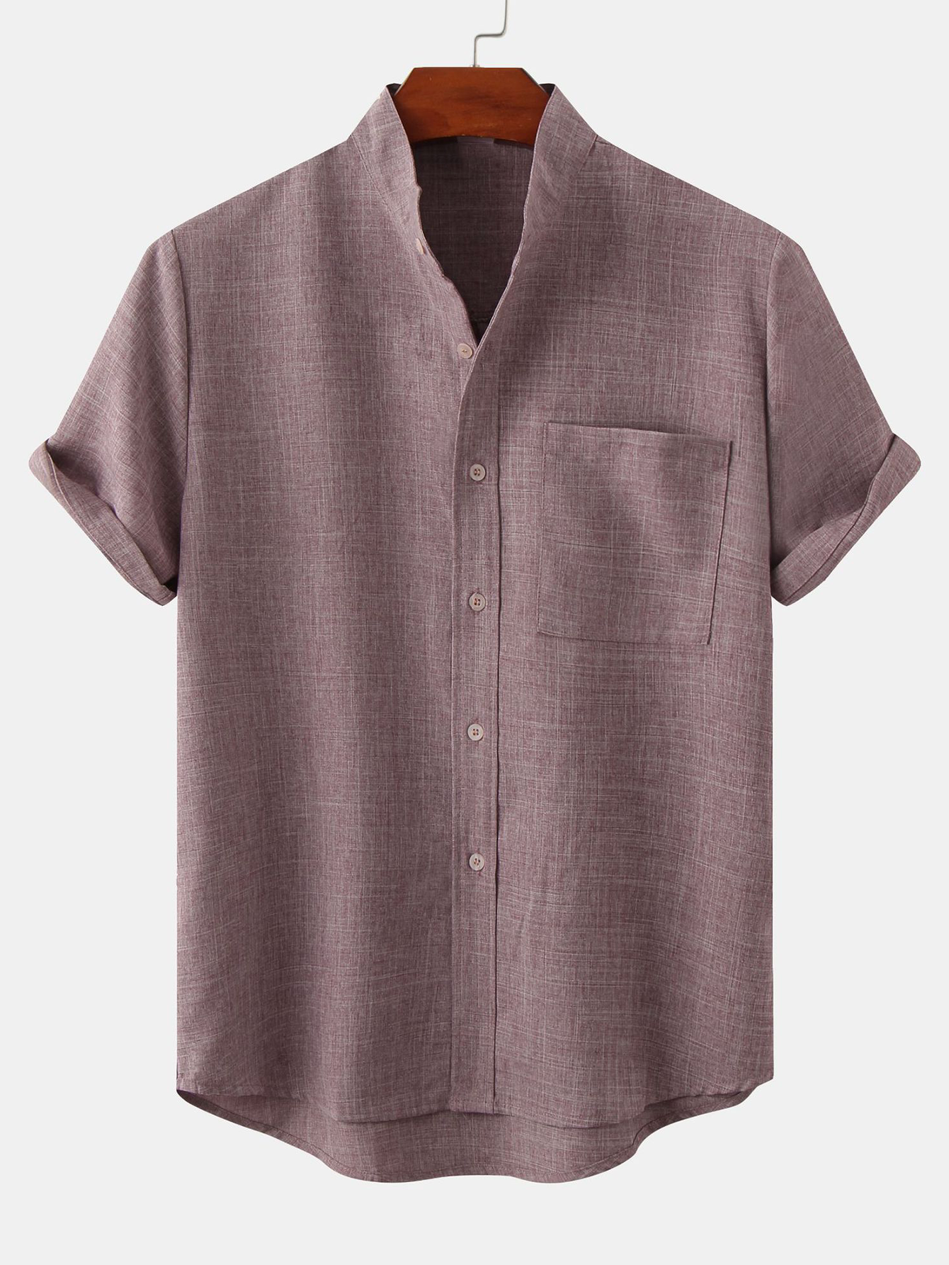 Stand Collar Shirt Whit Pocket
