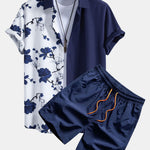 Floral Patchwork Print Shirt & Swim Shorts Set