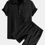 Waffle Polo with Pockets & Shorts Set