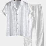 Embroidered Floral Cuban Shirt & Straight Leg Linen Pants Set