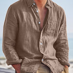 LAPEL BUTTON COTTON SHIRT FOR MEN