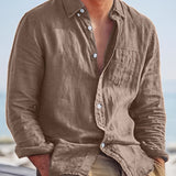 LAPEL BUTTON COTTON SHIRT FOR MEN