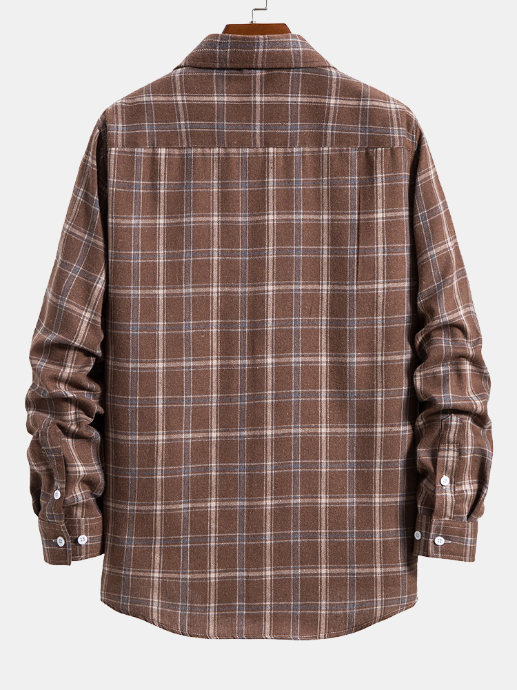 Long Sleeve Plaid Shirt with Pocket