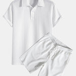 Geometric Jacquard Polo & Shorts Set
