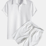 Geometric Jacquard Polo & Shorts Set