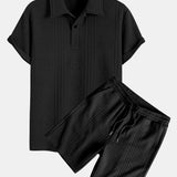 Geometric Jacquard Polo & Shorts Set