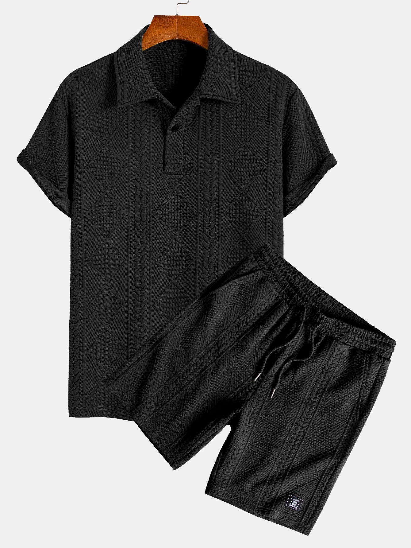 Geometric Jacquard Polo & Shorts Set