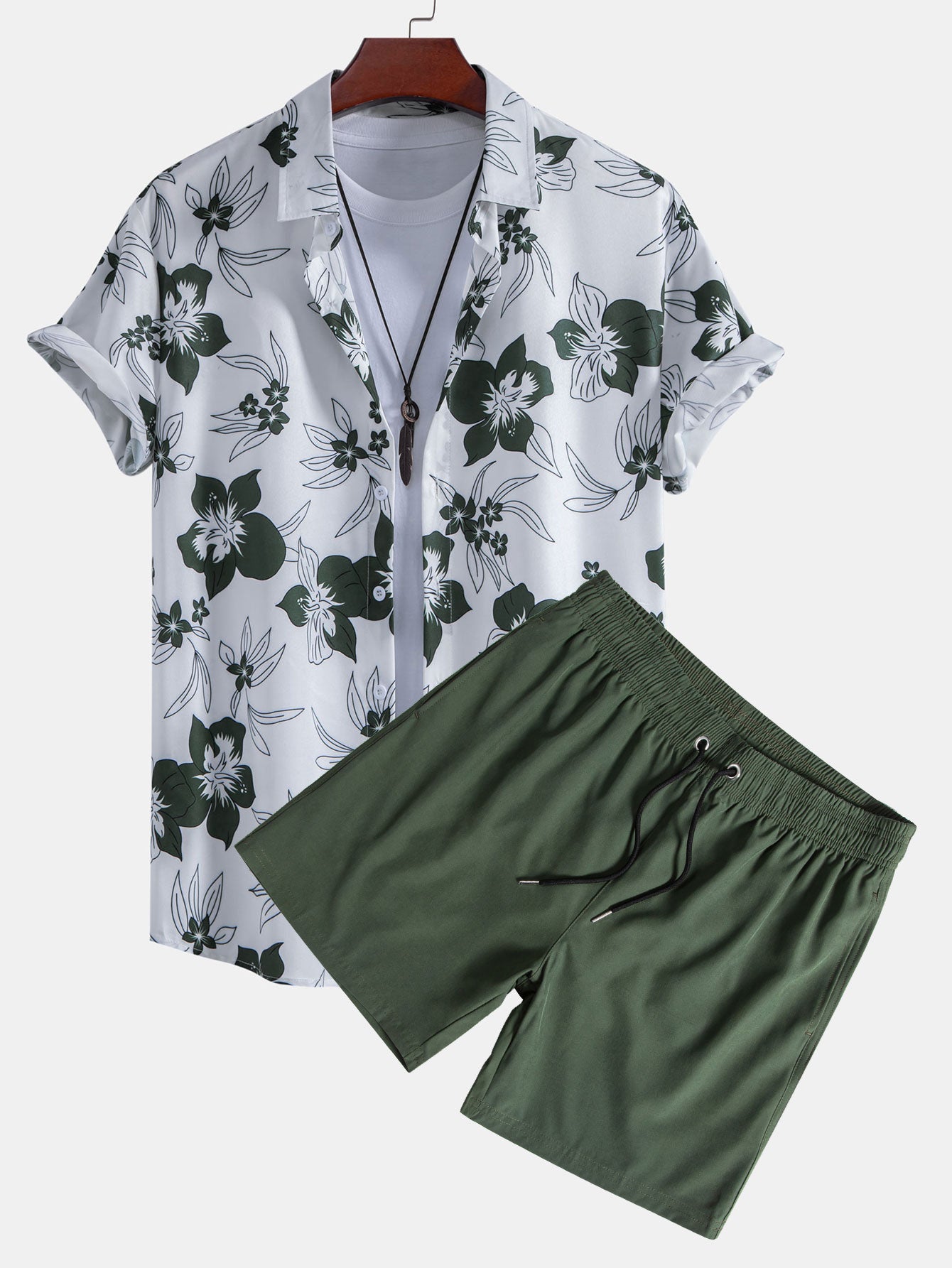 Floral Print Shirt & Swim Short Set