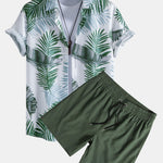 Leaf Print Shirt & Swim Short Set