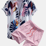 Leaf Color Block Print Shirt & Swim Short Set