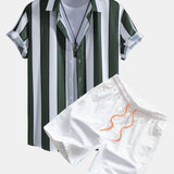 Stripe Print Shirt & Swim Short Set