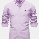 Cowboy Embroidery Cotton Oxford Button Up Shirt