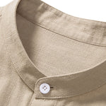 Linen and Rayon Blend Stand Collar Shirt