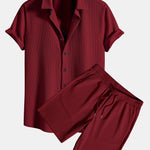 Muscle Fit Ribbed Shirt & Shorts Set