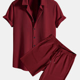 Muscle Fit Ribbed Shirt & Shorts Set