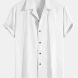 Textured Cotton Revere Shirt & 5" Shorts Set