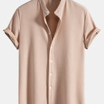 Muscle Fit Ribbed Stand Collar Shirt & Shorts Set