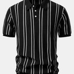 Striped Knitted Polo Shirt & Slim Fit Tapered Trousers Set