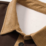 Contrast Corduroy Polo Collar Sweatshirt & Corduroy Pants Set