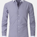 Stripe Contrast Collar Dress Shirt