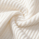 Waffle V-neck Polo & Drawstring Knitted Waffle Shorts Set