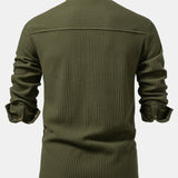 Long Sleeved Waffle Button Up Shirt