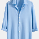 Long Sleeve Muscle Fit Ribbed Button Up Shirt