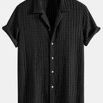 Texture Jacquard Cuban Shirt & Crinkle Textured Straight Leg Pants Set