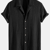 Texture Jacquard Cuban Shirt & Straight Leg Linen Pants Set