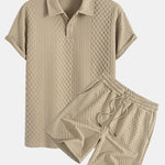 Geometric Diamond Jacquard Polo & Shorts Set