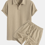 Geometric Diamond Jacquard Polo & Shorts Set