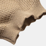 Textured Johnny Collar Crocheted Knit Polo & Crinkle Textured Pants Set