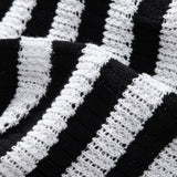 Drop Shoulder Stripe Crochet Shirt
