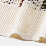Striped Crochet V Neck Polo & Straight Leg Linen Pants Set