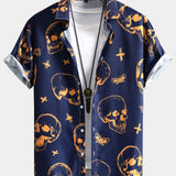 Skull Print Button Up Shirt